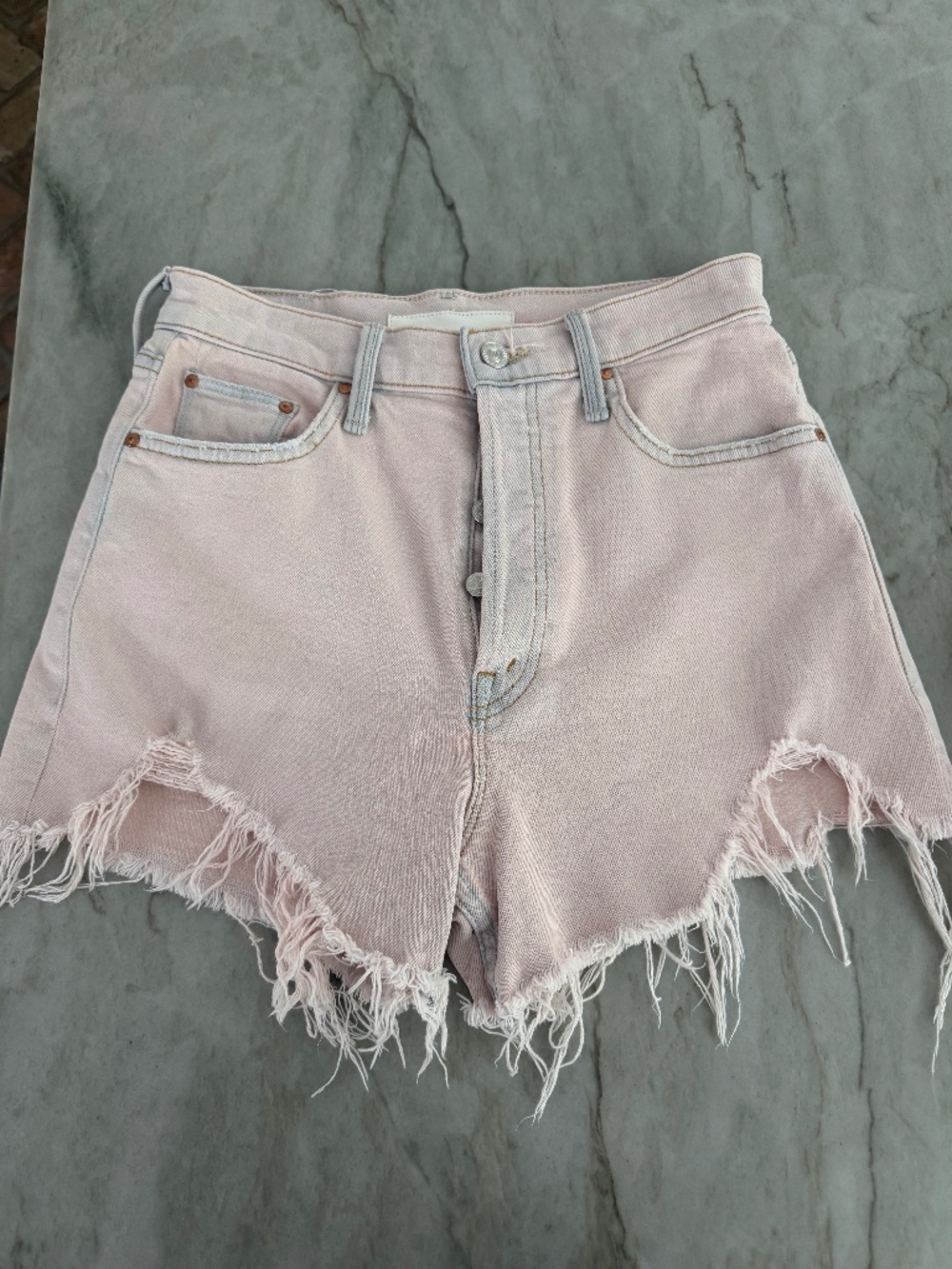 Mother pink jean shorts,Ultra high waisted TOMCAT KICK FRAY Short size 27
